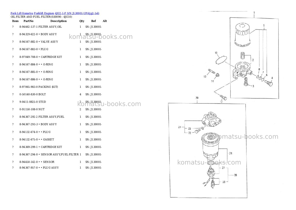 Komatsu 4jg2-1-f s/n j130001-up Parts catalog cover Page 8 Komatsu 4jg2-1-f s/n j130001-up Parts catalog cover Page 8