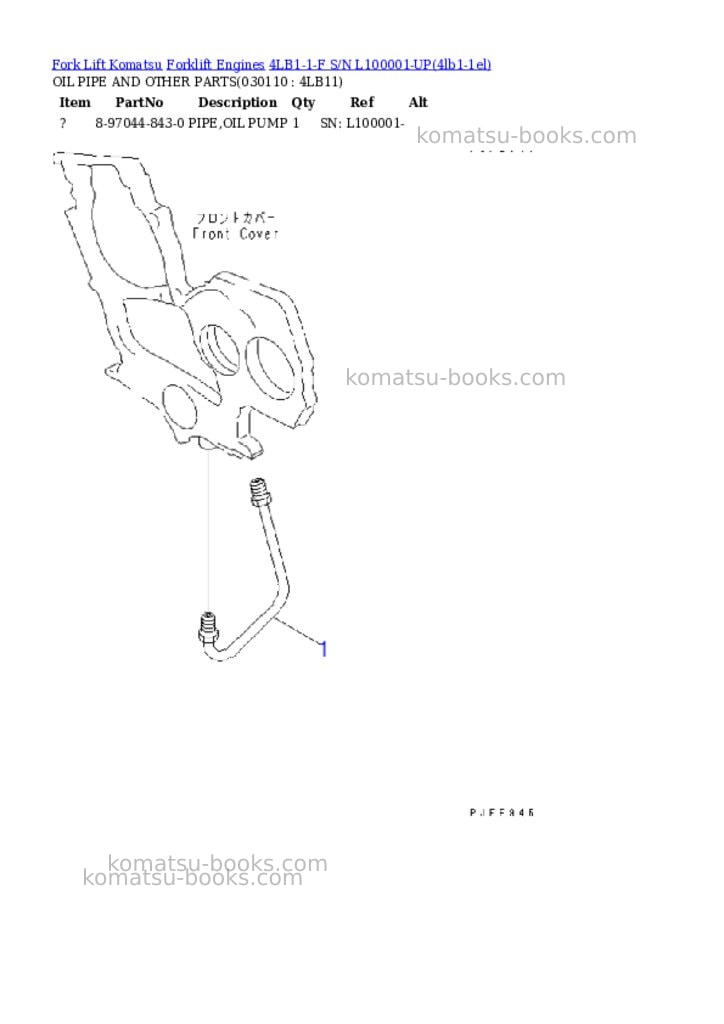 Komatsu 4lb1-1-f s/n l100001-up Parts catalog cover Page 10 Komatsu 4lb1-1-f s/n l100001-up Parts catalog cover Page 10