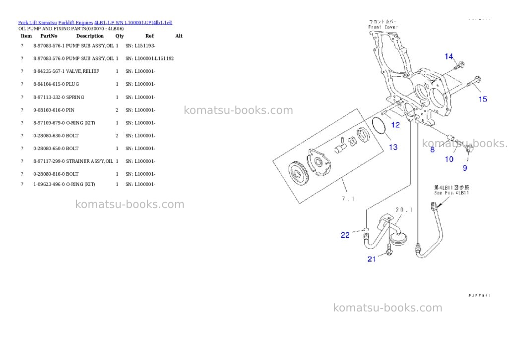 Komatsu 4lb1-1-f s/n l100001-up Parts catalog cover Page 6 Komatsu 4lb1-1-f s/n l100001-up Parts catalog cover Page 6