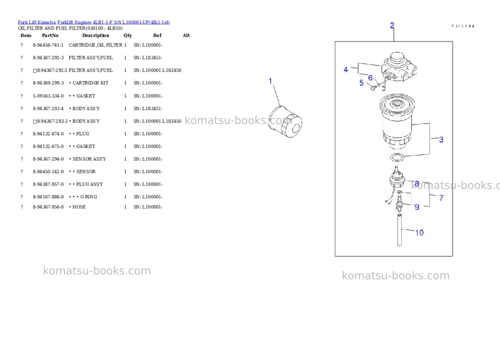 Komatsu 4lb1-1-f s/n l100001-up Parts catalog cover Page 9 Komatsu 4lb1-1-f s/n l100001-up Parts catalog cover Page 9