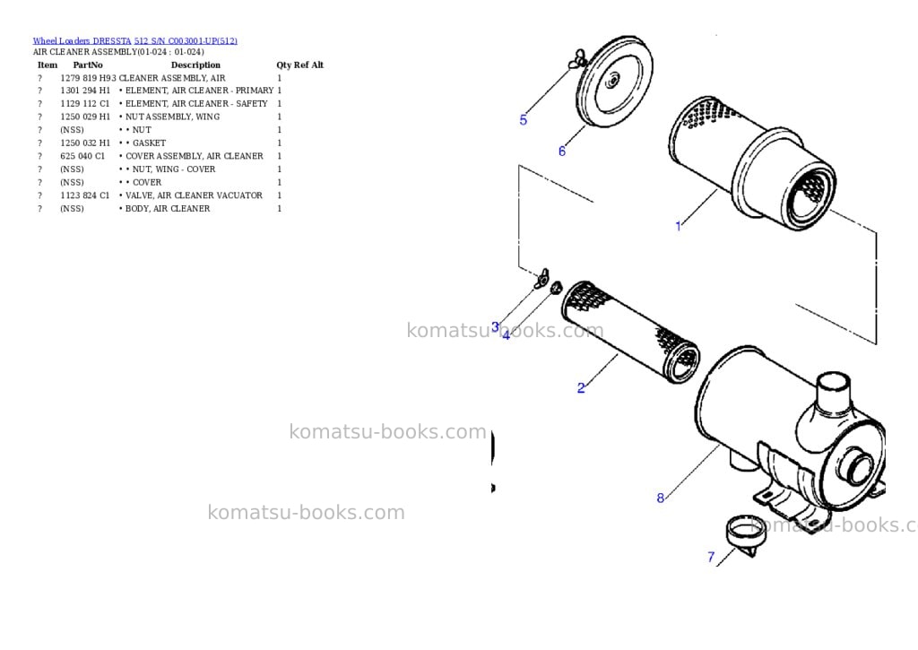 Komatsu 512 s/n c003001-up Parts catalog cover Page 9
