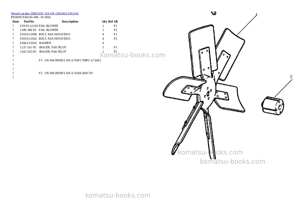 Komatsu 518 s/n c005001-up Parts catalog cover Page 2 Komatsu 518 s/n c005001-up Parts catalog cover Page 2
