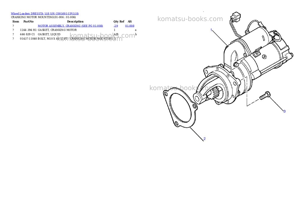 Komatsu 518 s/n c005001-up Parts catalog cover Page 3 Komatsu 518 s/n c005001-up Parts catalog cover Page 3