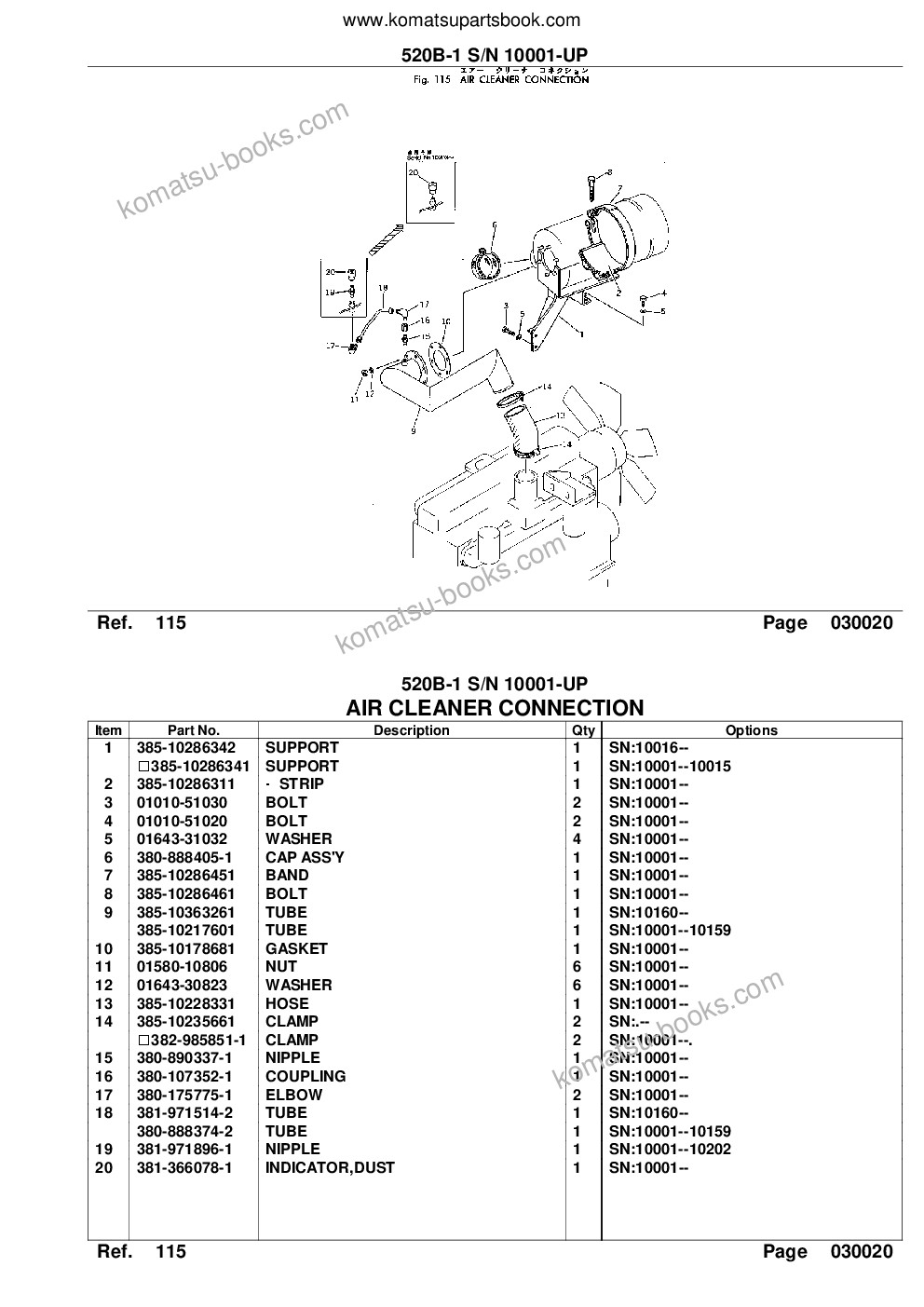 Komatsu 520b-1 s/n 10001-up Parts catalog cover Page 4 Komatsu 520b-1 s/n 10001-up Parts catalog cover Page 4