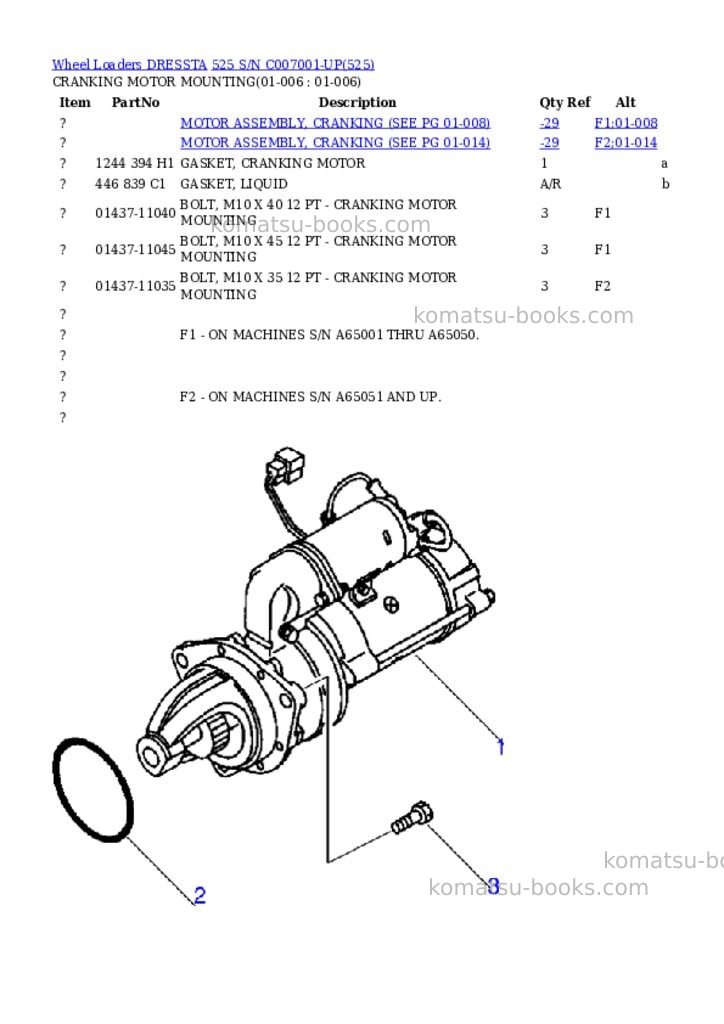 Komatsu 525 s/n c007001-up Parts catalog cover Page 3