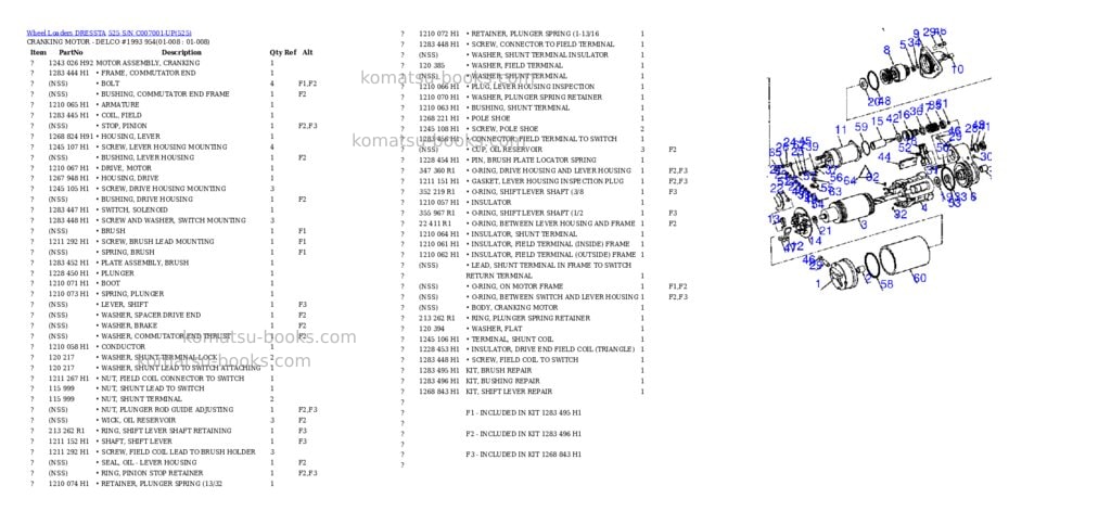 Komatsu 525 s/n c007001-up Parts catalog cover Page 4