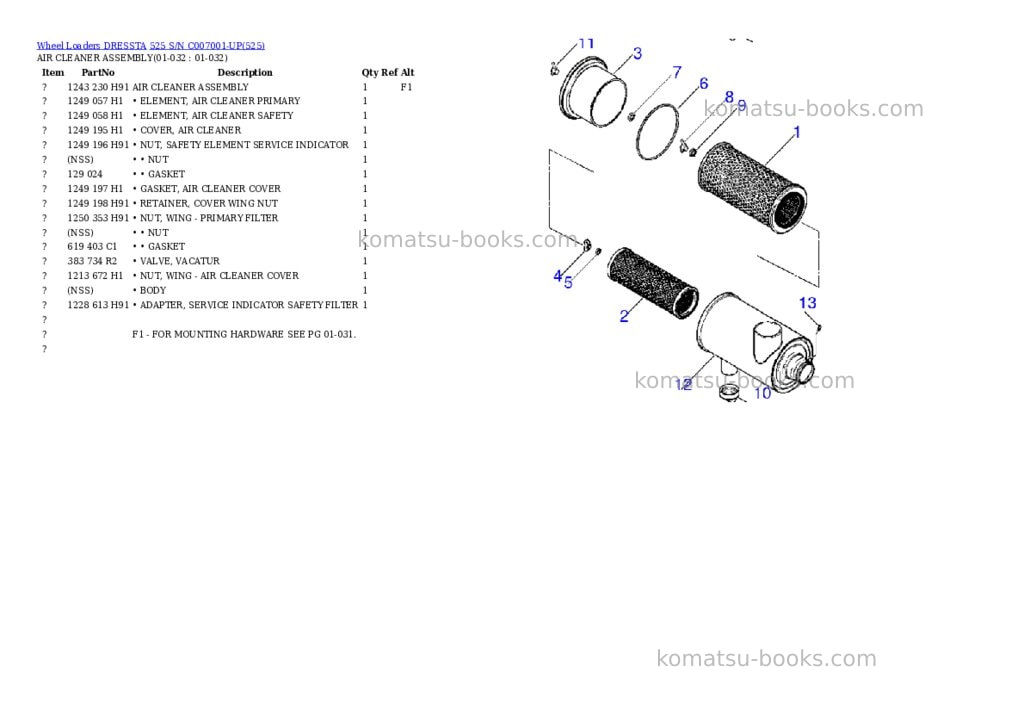 Komatsu 525 s/n c007001-up Parts catalog cover Page 8