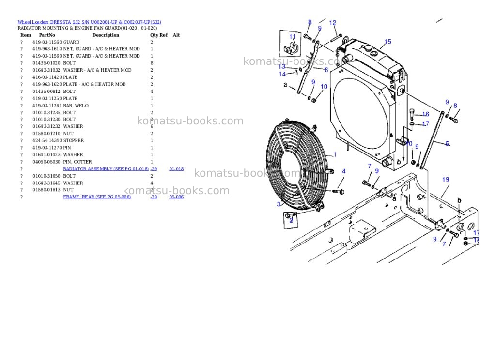 Komatsu 532 s/n u002001-up & c002037-up Parts catalog cover Page 10 Komatsu 532 s/n u002001-up & c002037-up Parts catalog cover Page 10