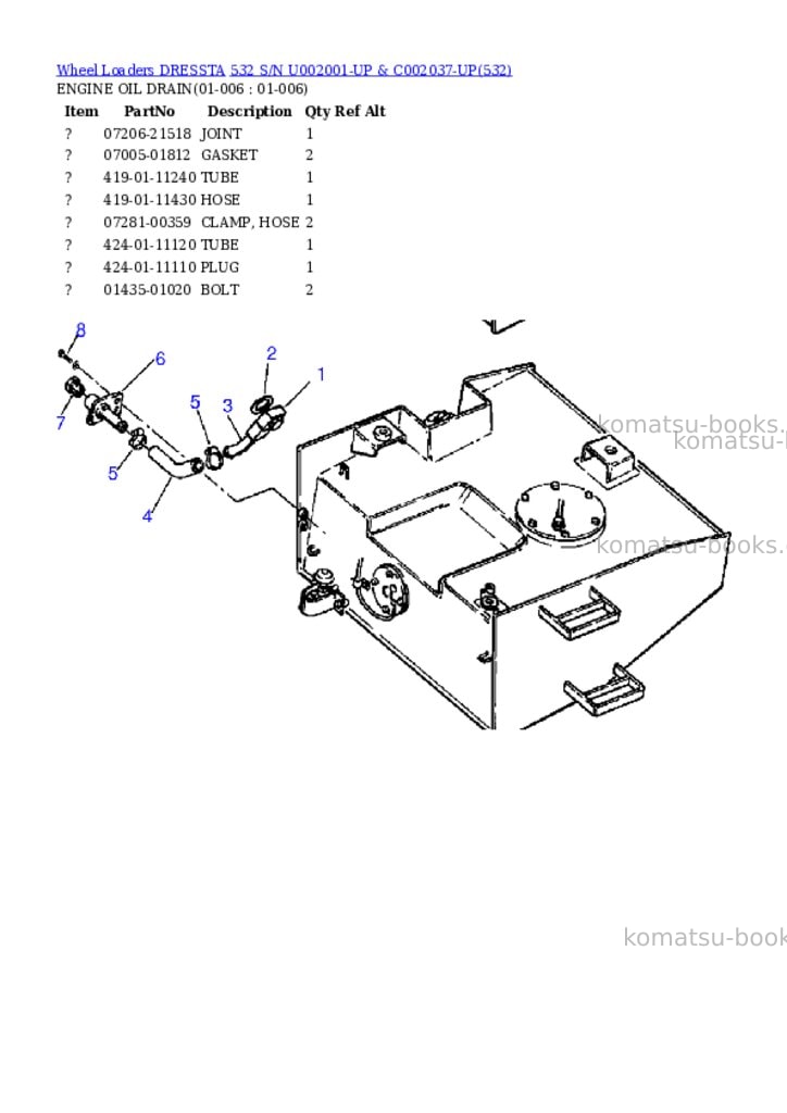 Komatsu 532 s/n u002001-up & c002037-up Parts catalog cover Page 3 Komatsu 532 s/n u002001-up & c002037-up Parts catalog cover Page 3
