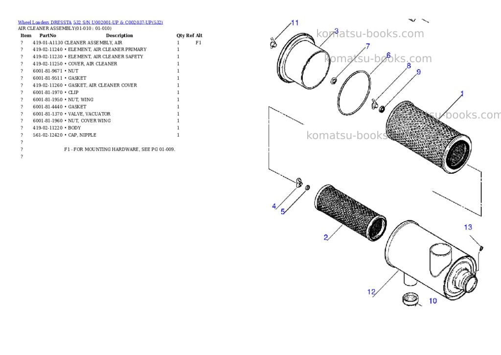 Komatsu 532 s/n u002001-up & c002037-up Parts catalog cover Page 5 Komatsu 532 s/n u002001-up & c002037-up Parts catalog cover Page 5