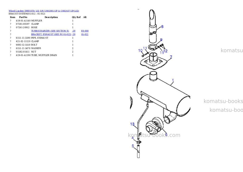 Komatsu 532 s/n u002001-up & c002037-up Parts catalog cover Page 6 Komatsu 532 s/n u002001-up & c002037-up Parts catalog cover Page 6