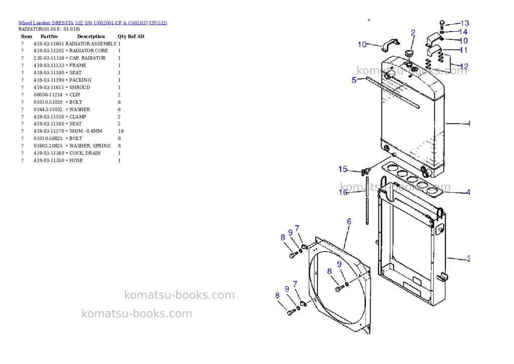 Komatsu 532 s/n u002001-up & c002037-up Parts catalog cover Page 9 Komatsu 532 s/n u002001-up & c002037-up Parts catalog cover Page 9
