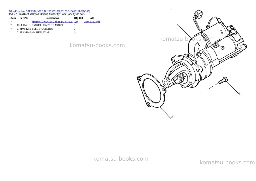 Komatsu 538 s/n u003001-u003100 & c003101-up Parts catalog cover Page 3