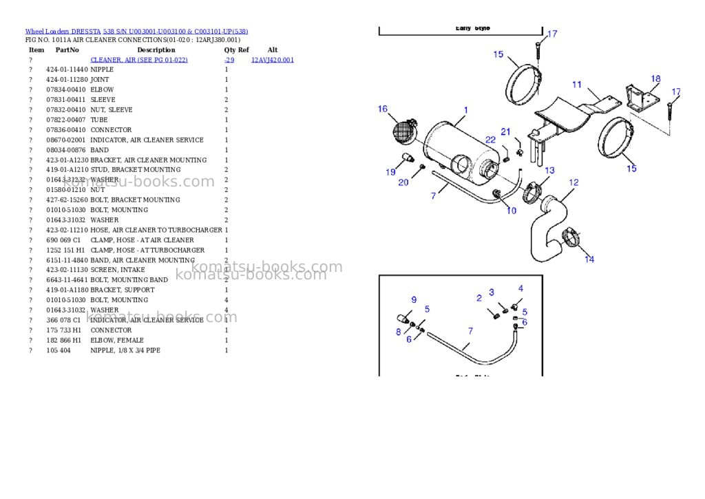 Komatsu 538 s/n u003001-u003100 & c003101-up Parts catalog cover Page 7