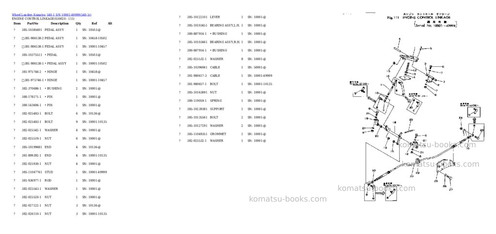 Komatsu 540-1 s/n 10001-49999 Parts catalog cover Komatsu 540-1 s/n 10001-49999 Parts catalog cover