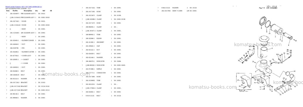 Komatsu 540-1 s/n 10001-49999 Parts catalog cover Page 3 Komatsu 540-1 s/n 10001-49999 Parts catalog cover Page 3