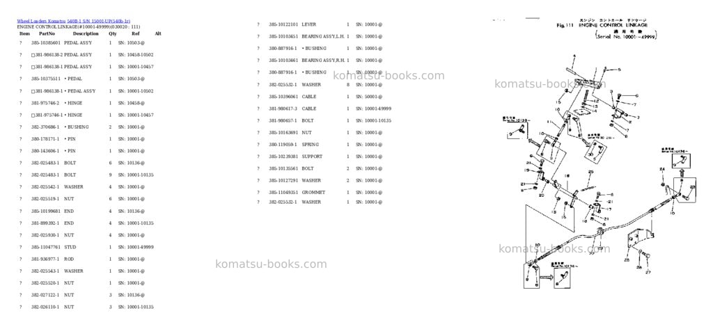 Komatsu 540b-1 s/n 15001-up Parts catalog cover Komatsu 540b-1 s/n 15001-up Parts catalog cover