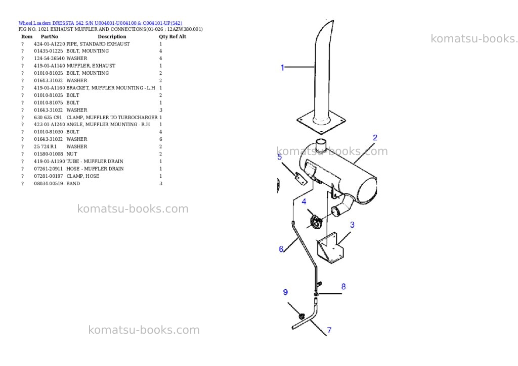Komatsu 542 s/n u004001-u004100 & c004101-up Parts catalog cover Page 10