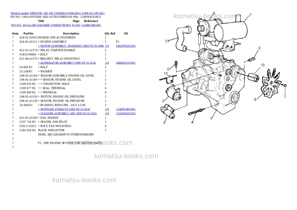 Komatsu 542 s/n u004001-u004100 & c004101-up Parts catalog cover Page 2
