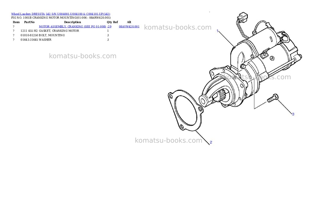Komatsu 542 s/n u004001-u004100 & c004101-up Parts catalog cover Page 3