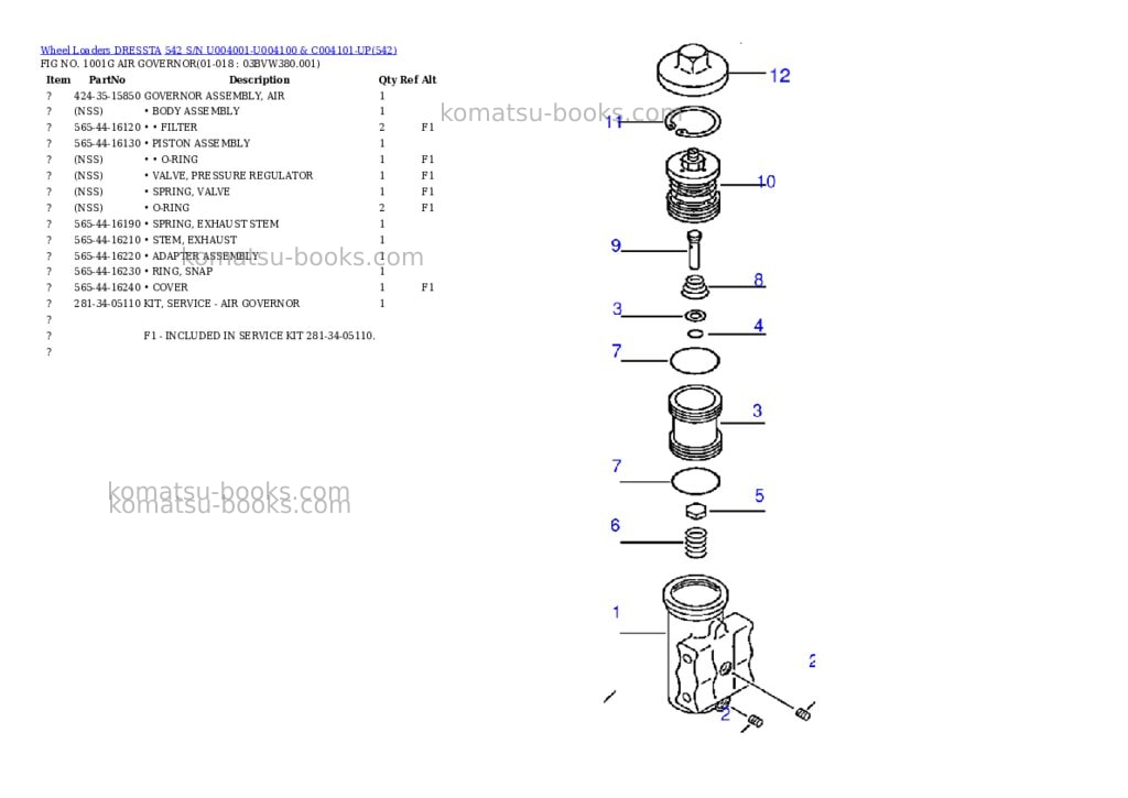 Komatsu 542 s/n u004001-u004100 & c004101-up Parts catalog cover Page 6