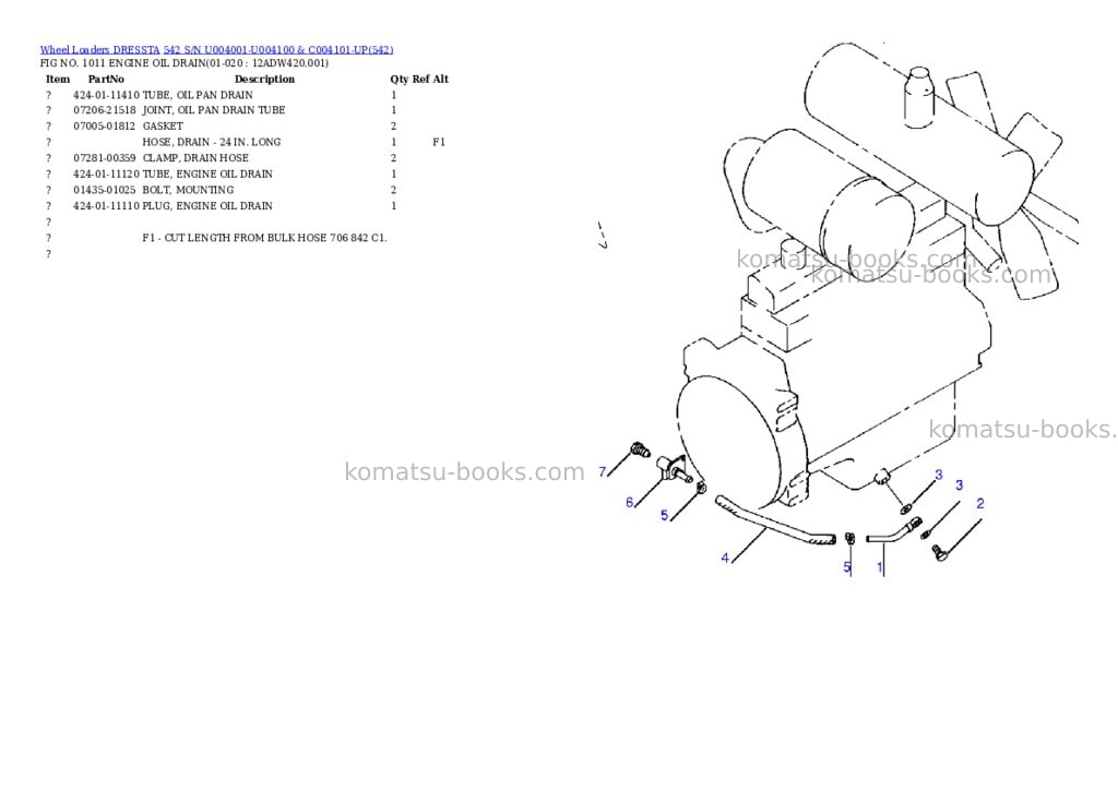 Komatsu 542 s/n u004001-u004100 & c004101-up Parts catalog cover Page 7