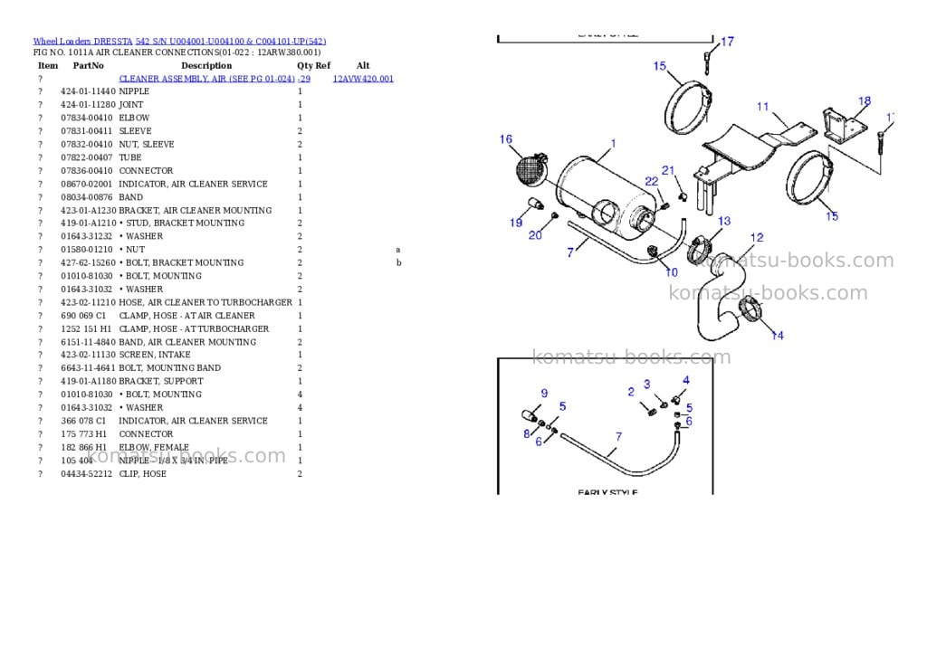 Komatsu 542 s/n u004001-u004100 & c004101-up Parts catalog cover Page 8