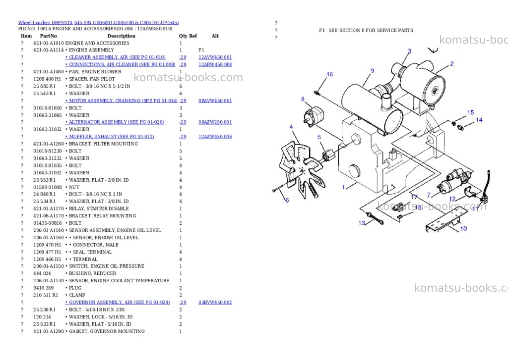 Komatsu 545 s/n u005001-u005100 & c005101-up Parts catalog cover Page 2