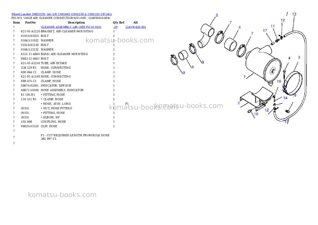 Komatsu 545 s/n u005001-u005100 & c005101-up Parts catalog cover Page 3