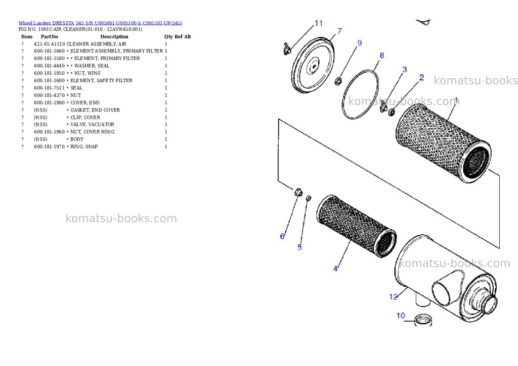 Komatsu 545 s/n u005001-u005100 & c005101-up Parts catalog cover Page 4