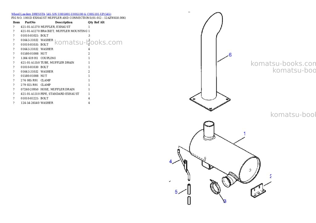 Komatsu 545 s/n u005001-u005100 & c005101-up Parts catalog cover Page 5