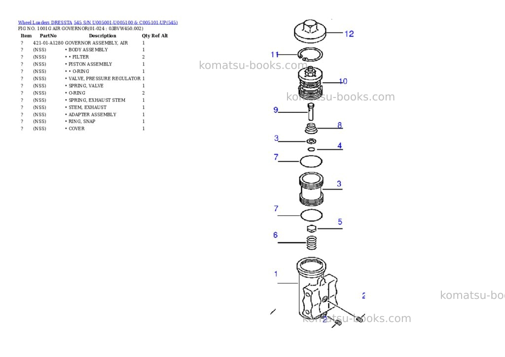 Komatsu 545 s/n u005001-u005100 & c005101-up Parts catalog cover Page 8