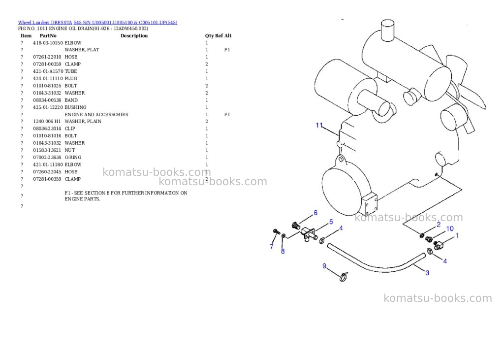 Komatsu 545 s/n u005001-u005100 & c005101-up Parts catalog cover Page 9