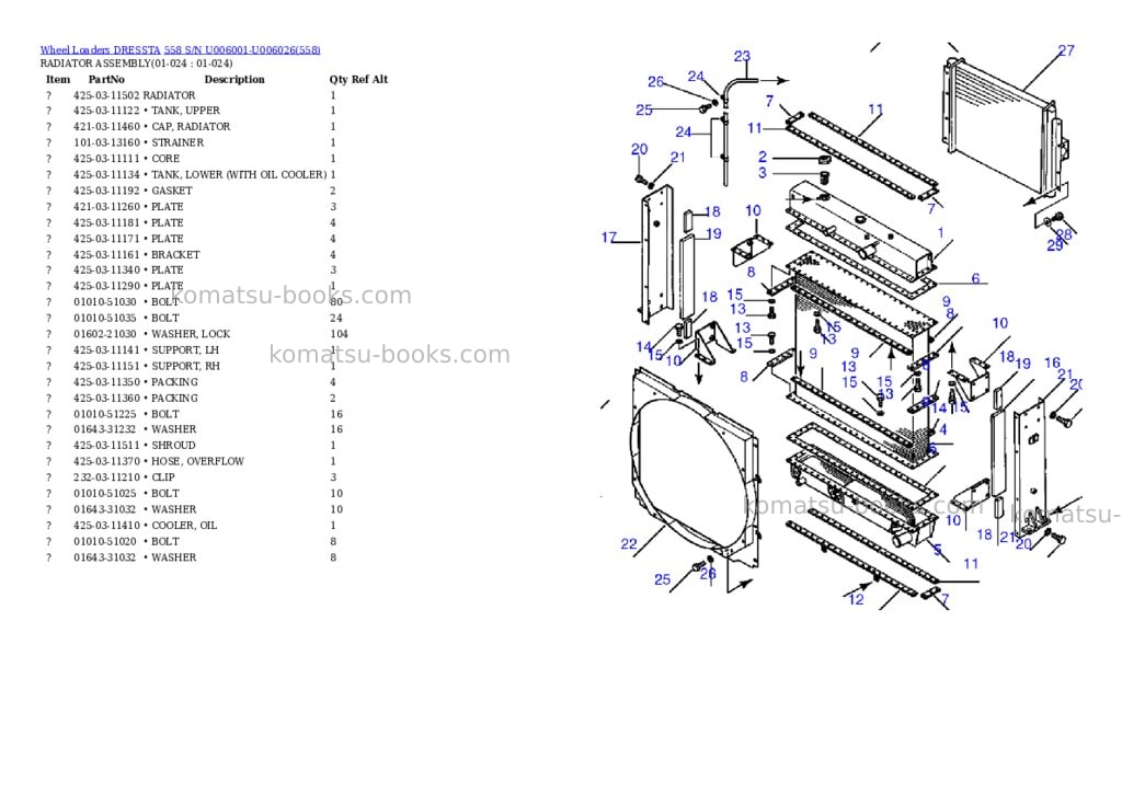 Komatsu 558 s/n u006001-u006026 Parts catalog cover Page 10 Komatsu 558 s/n u006001-u006026 Parts catalog cover Page 10