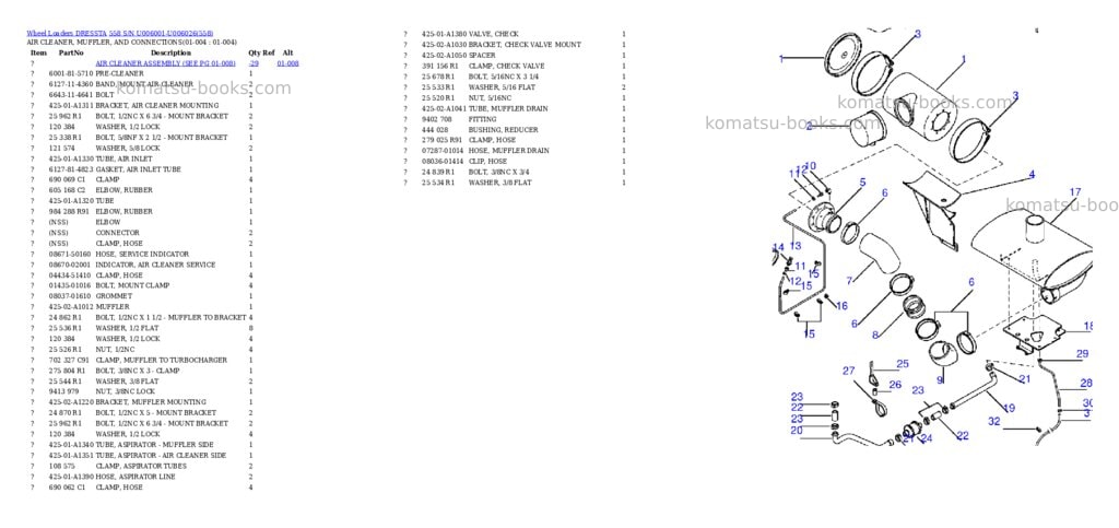 Komatsu 558 s/n u006001-u006026 Parts catalog cover Page 2 Komatsu 558 s/n u006001-u006026 Parts catalog cover Page 2