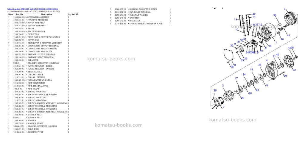 Komatsu 558 s/n u006001-u006026 Parts catalog cover Page 4 Komatsu 558 s/n u006001-u006026 Parts catalog cover Page 4