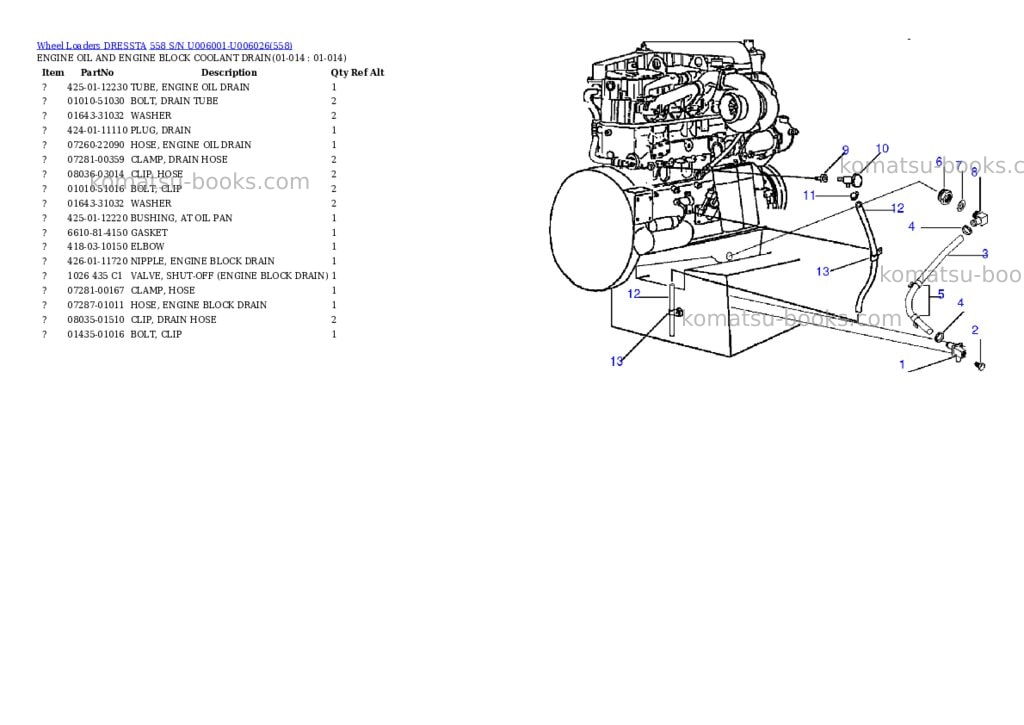 Komatsu 558 s/n u006001-u006026 Parts catalog cover Page 5 Komatsu 558 s/n u006001-u006026 Parts catalog cover Page 5