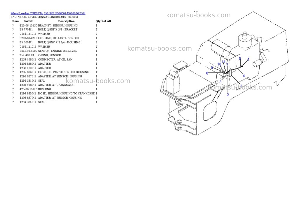 Komatsu 558 s/n u006001-u006026 Parts catalog cover Page 6 Komatsu 558 s/n u006001-u006026 Parts catalog cover Page 6