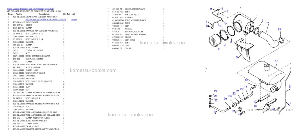 Komatsu 558 s/n u006027-up Parts catalog cover Page 2 Komatsu 558 s/n u006027-up Parts catalog cover Page 2