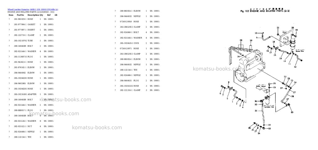 Komatsu 560b-1 s/n 10001-up Parts catalog cover