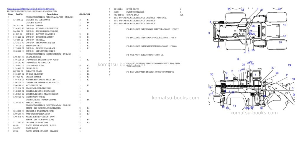 Komatsu 560c s/n p015001-up Parts catalog cover Komatsu 560c s/n p015001-up Parts catalog cover