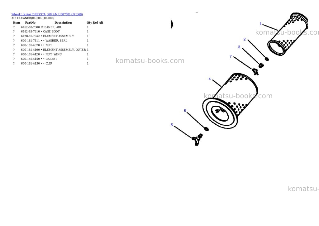 Komatsu 568 s/n u007001-up Parts catalog cover Page 3