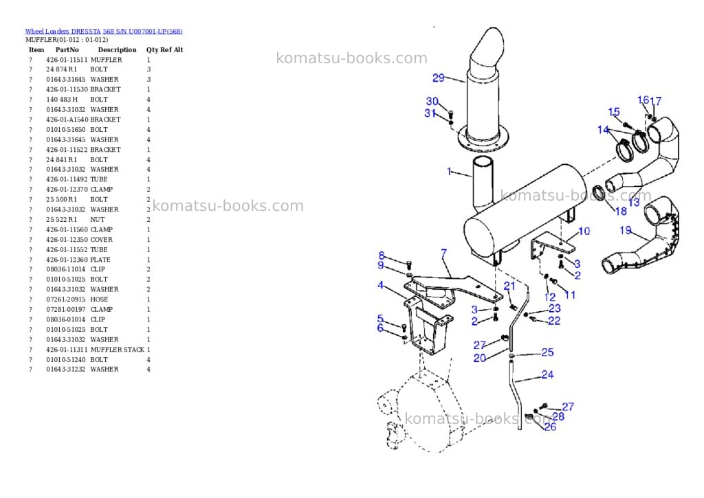 Komatsu 568 s/n u007001-up Parts catalog cover Page 5