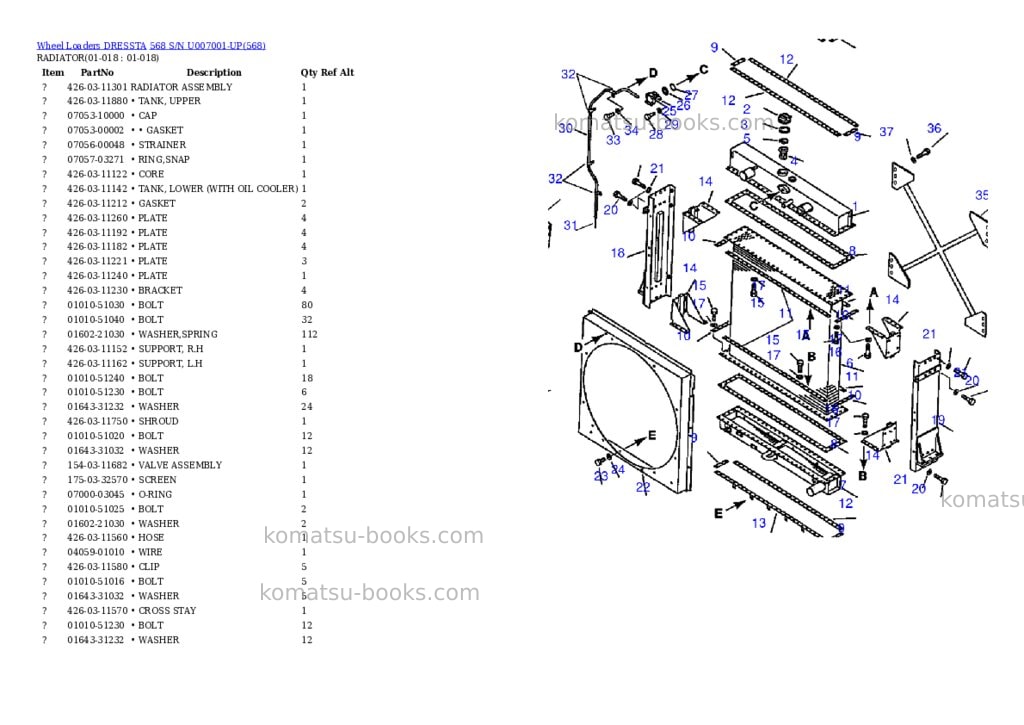 Komatsu 568 s/n u007001-up Parts catalog cover Page 8