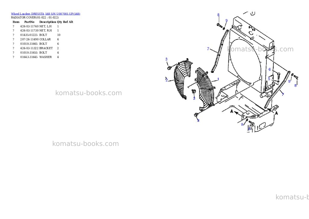 Komatsu 568 s/n u007001-up Parts catalog cover Page 9