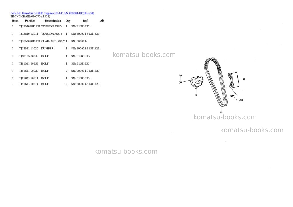 Komatsu 5k-1-f s/n 600001-up Parts catalog cover Page 6 Komatsu 5k-1-f s/n 600001-up Parts catalog cover Page 6