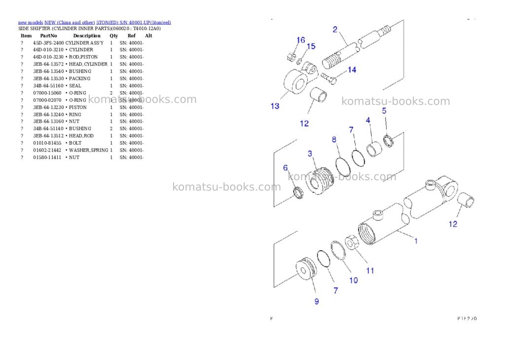 Komatsu 5toned s/n 40001-up Parts catalog cover Page 8