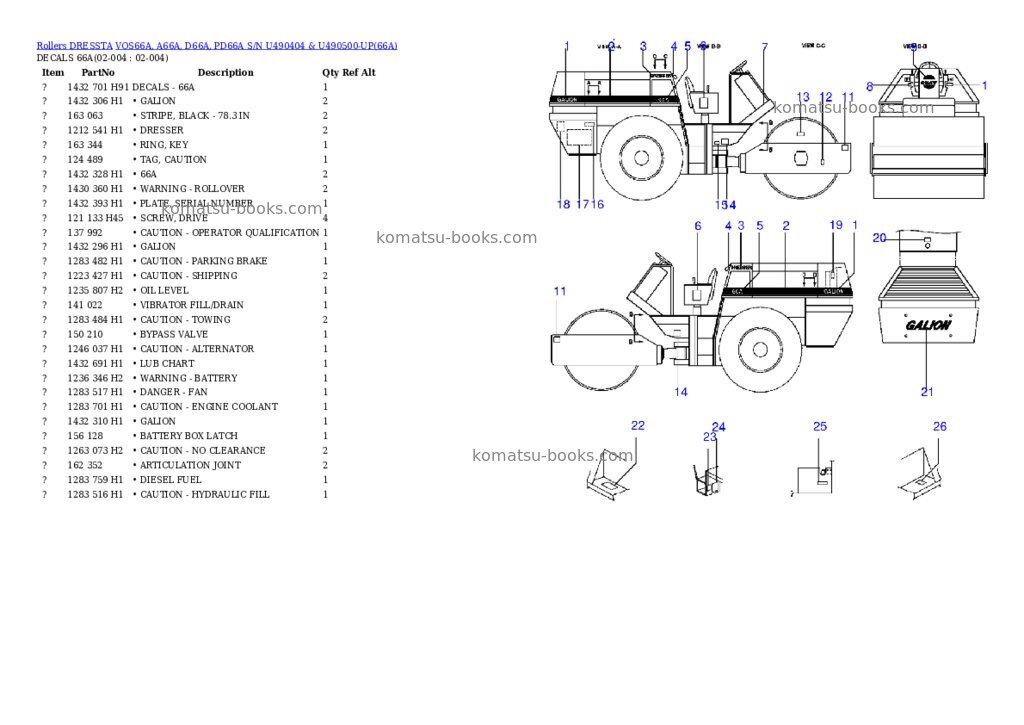 Komatsu vos66a, a66a, d66a, pd66a Parts catalog cover Page 11 Komatsu vos66a, a66a, d66a, pd66a Parts catalog cover Page 11