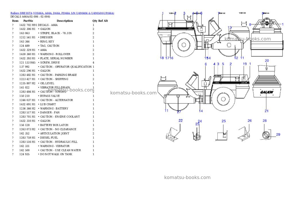 Komatsu vos66a, a66a, d66a, pd66a Parts catalog cover Page 12 Komatsu vos66a, a66a, d66a, pd66a Parts catalog cover Page 12