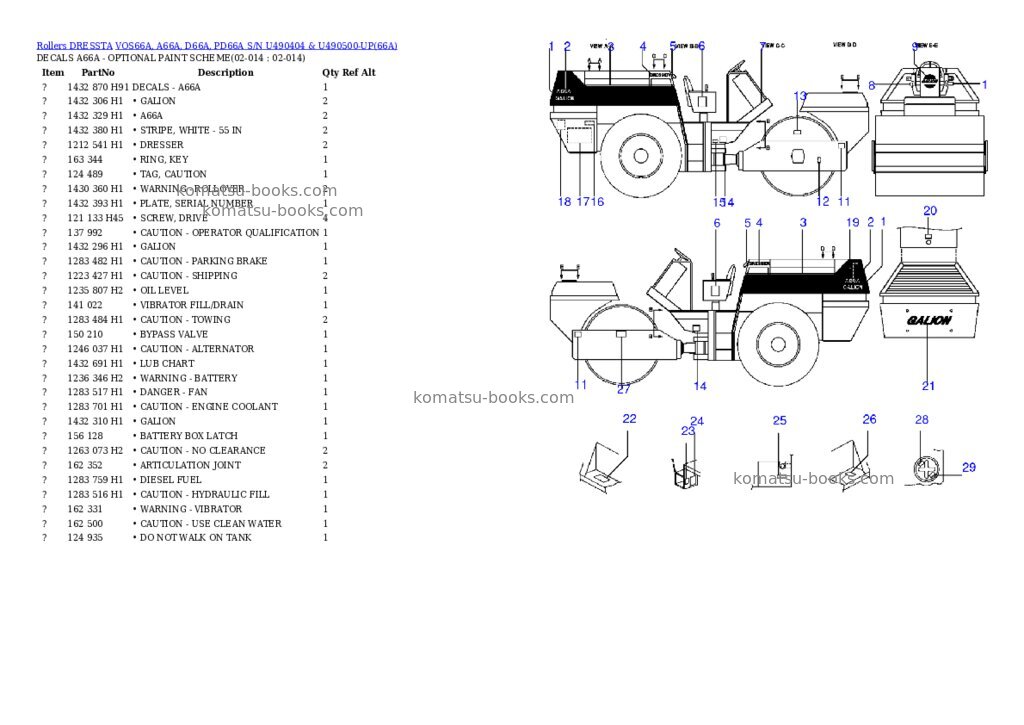 Komatsu vos66a, a66a, d66a, pd66a Parts catalog cover Page 16 Komatsu vos66a, a66a, d66a, pd66a Parts catalog cover Page 16